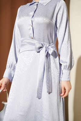 Jakarlı Yandan Bağlamalı Abiye Elbise Lila - Elbise