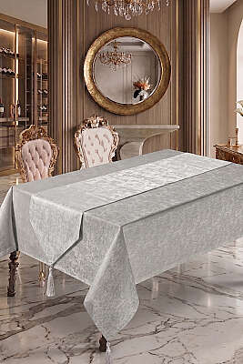 Jakarlı Yemek Masası Takımı Gri - MAHİR HAVLU