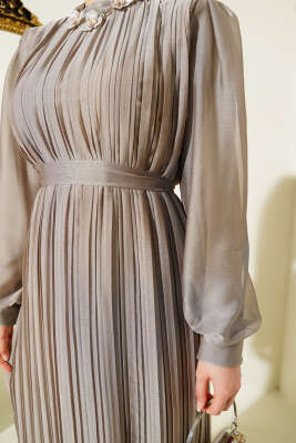 Janjan Piliseli Elbise Vizon - Tesettür Elbise