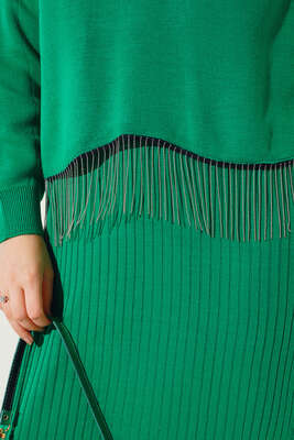 Jile Elbise Kazak Triko İkili Takım Yeşil - Thumbnail
