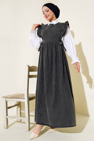 Jile Kot Elbise Füme - Elbise