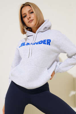 Jılsander Yazı Baskılı Sweatshirt Gri 