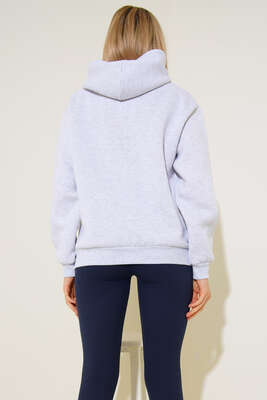 Jılsander Yazı Baskılı Sweatshirt Gri - Kadın Giyim Modelleri