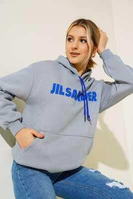 Jılsander Yazı Baskılı Sweatshirt Kayrak Grisi 