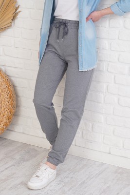 Jogger Paçası Lastikli Füme Pantolon - Pantolon
