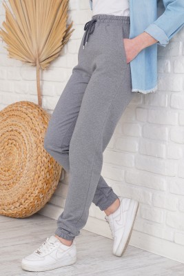 Jogger Paçası Lastikli Füme Pantolon 