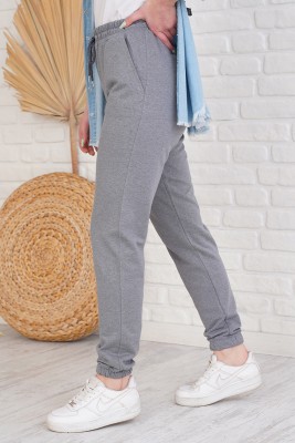 Jogger Paçası Lastikli Füme Pantolon - Pantolon