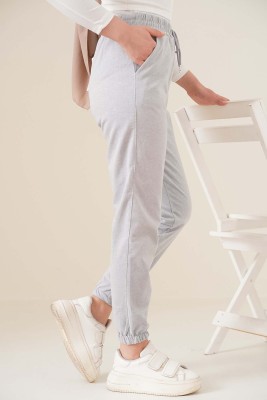 Jogger Paçası Lastikli Gri Pantolon - Pantolon
