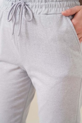 Jogger Paçası Lastikli Gri Pantolon - Pantolon