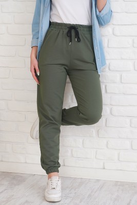 Jogger Paçası Lastikli Haki Pantolon - Pantolon