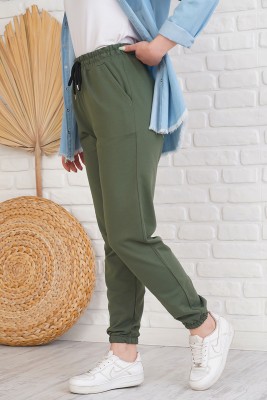 Jogger Paçası Lastikli Haki Pantolon - Pantolon
