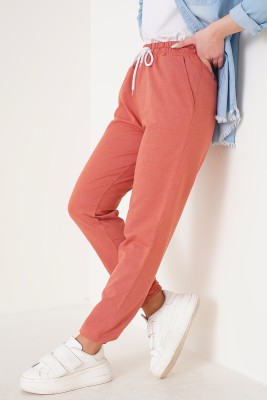 Jogger Paçası Lastikli Kiremit Pantolon 