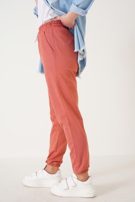 Jogger Paçası Lastikli Kiremit Pantolon - Pantolon