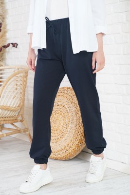 Jogger Paçası Lastikli Lacivert Pantolon 