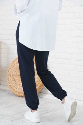 Jogger Paçası Lastikli Lacivert Pantolon - Pantolon