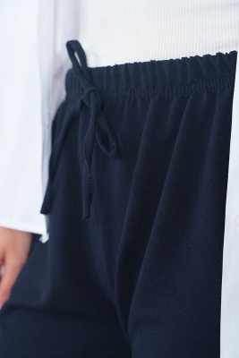 Jogger Paçası Lastikli Lacivert Pantolon - Pantolon