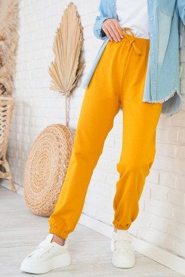 Jogger Paçası Lastikli Sarı Pantolon - Pantolon