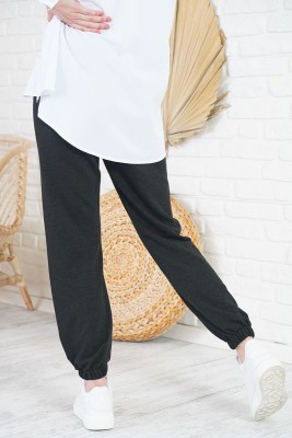 Jogger Paçası Lastikli Siyah Pantolon - Pantolon