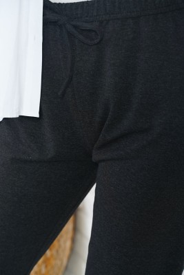 Jogger Paçası Lastikli Siyah Pantolon - Pantolon