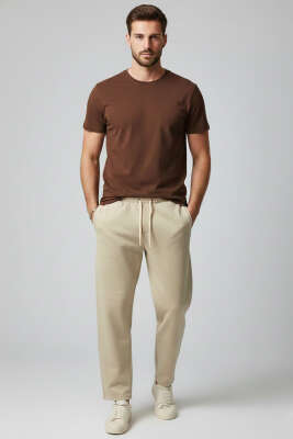 Jogger Scuba Erkek Eşofman Alt Bej - Erkek Eşofman Alt