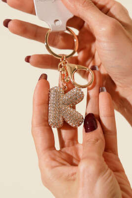 K Harfli Taşlı Anahtarlık 