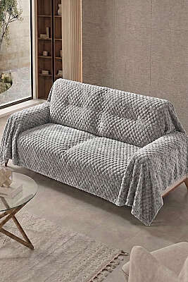 Kabarcık Dokulu Koltuk Örtüsü Gri - MAHİR HAVLU