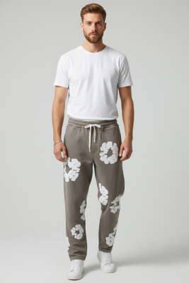 Kabartma Baskı Erkek Eşofman Altı Antrasit - Erkek Eşofman Alt