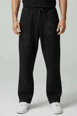 Kabartma Baskı Erkek Eşofman Altı Siyah - EKSİ BİR