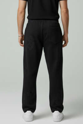 Kabartma Baskı Erkek Eşofman Altı Siyah - Erkek Eşofman Alt