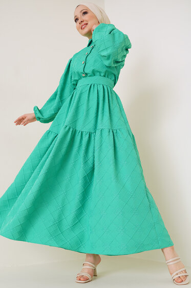 Kabartma Desen Elbise Benetton - Tesettür Elbise