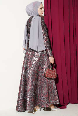 Kabartma Desen Jakarlı Etekli Takım Mor - İkili Takım