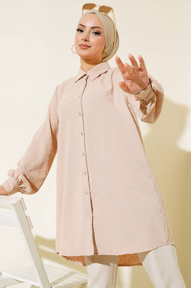 Kabartma Desen Tunik Bej - Tunik