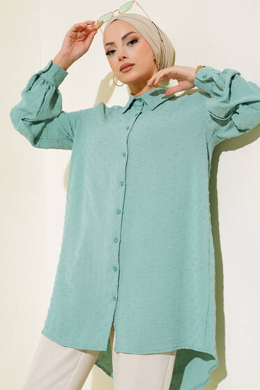 Kabartma Desen Tunik Çağla Yeşili - Tunik