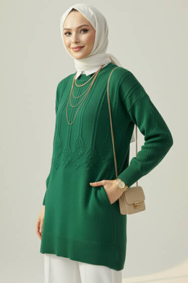 Kabartma Desen Yumoş Triko Tunik Benetton - Tunik