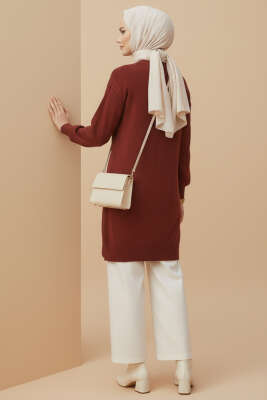 Kabartma Desen Yumoş Triko Tunik Bordo - Tunik