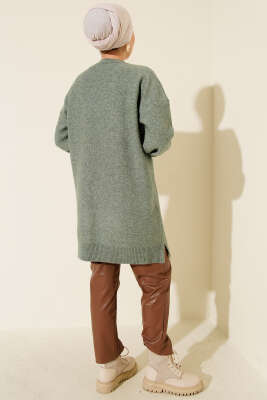 Kabartma Desen Yumoş Triko Tunik Çağla Yeşili - Tunik