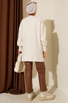 Kabartma Desen Yumoş Triko Tunik Kemik - Tunik