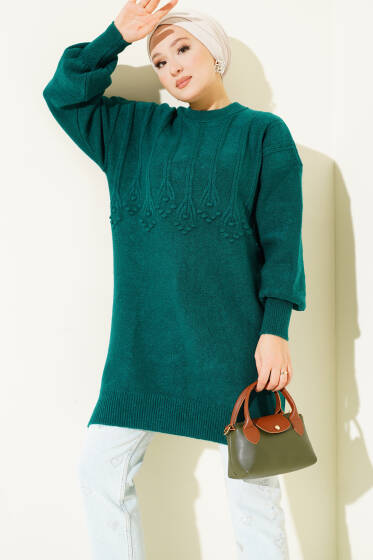 Kabartma Desen Yumoş Triko Tunik Nefti - Tunik