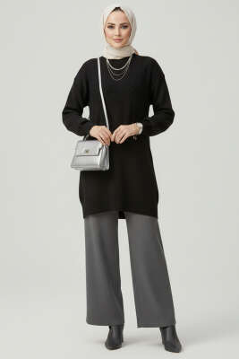 Kabartma Desen Yumoş Triko Tunik Siyah - 300-500 TL Ürünler