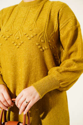 Kabartma Desen Yumoş Triko Tunik Yağ Yeşili - 300-500 TL Ürünler