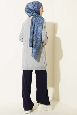 Kabartma Desenli Düğmeli Triko Hırka Gri - Hırka