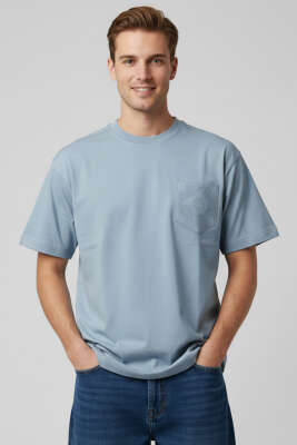 Kabartma Desenli Erkek T-shirt Koyu Gri - DEEP POİNT