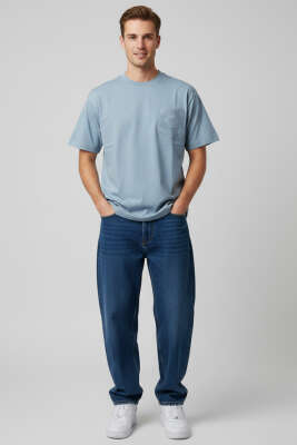 Kabartma Desenli Erkek T-shirt Koyu Gri - Erkek T-shirt