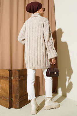 Kabartma Desenli Fitilli Triko Tunik Taş - Tunik