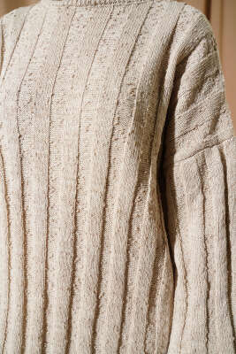 Kabartma Desenli Fitilli Triko Tunik Taş - Tunik