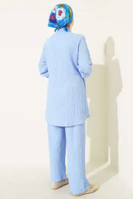 Kabartma Desenli İkili Takım Bebe Mavi - İkili Takım