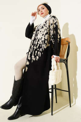 Kabartma Desenli Triko Uzun Hırka Taş - ULUDAĞ TRİKO