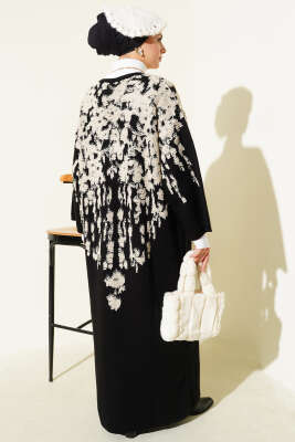 Kabartma Desenli Triko Uzun Hırka Taş - Hırka