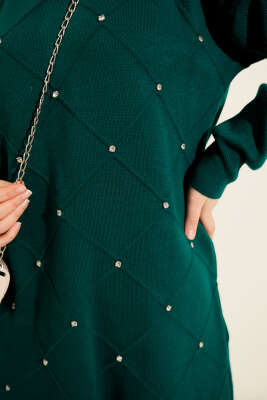 Kabartma Şeritli Taşlı Triko İkili Takım Nefti - İkili Takım