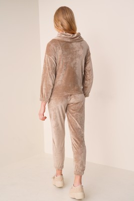 Kadife Camel Sweatshirt - Kadın Giyim Modelleri
